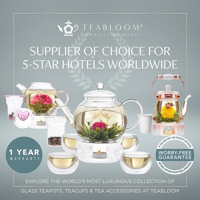 Teabloom Universal Tea Warmer (Large Size - 6 in / 15 cm Diameter) - Handcrafted with Heat Proof & Lead-Free Glass - Tealight Candle Included - Image 5